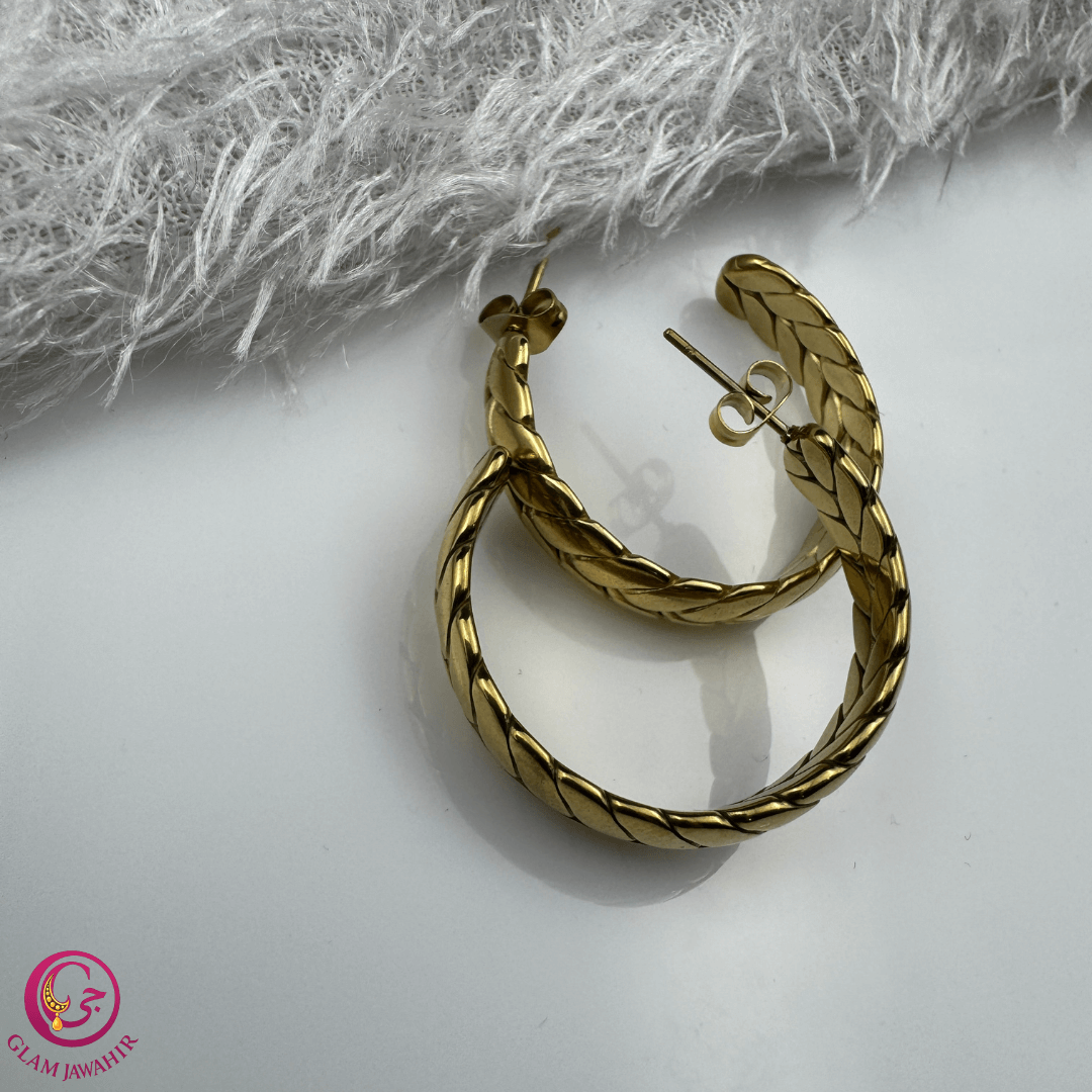 Boucles d’oreilles Sbika dorées – GlamJawahir Boucles d’oreilles dorées Parure Sbika en acier inoxydable